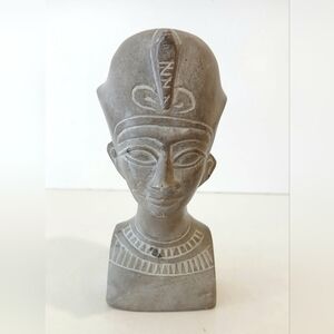 Gray Stone Pharaoh Bust Sculpture